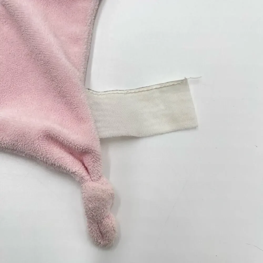 Stepping Stones Pink Bunny Baby Blanket Satin Heart Knotted Corner Lovey 10.5